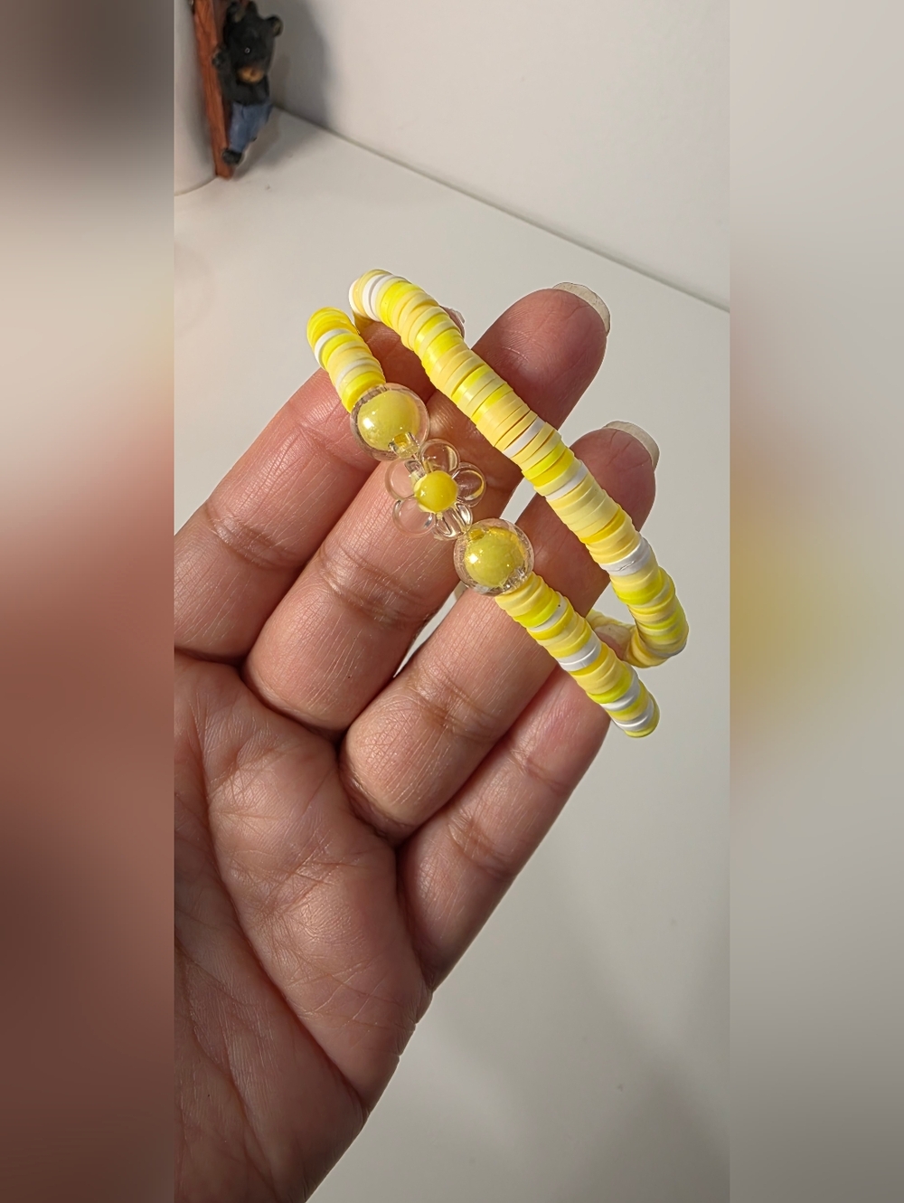 Yellow Floral Bead Stackable Bracelet Set By Izzy G. - Picture 2 of 2